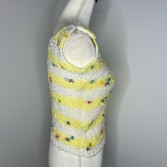 Vintage British Knit Crochet Textured Miss Sparks Mod Sleeveless Yellow Top - Picture 4 of 10